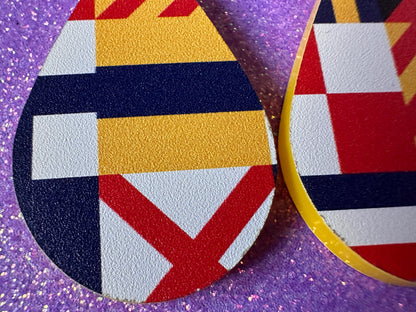 Nautical Flag Earrings: Laser Cut Acrylic Maritime, Marine, Ship Steering Wheel, Anchor, Boat, Ocean, Travel, Best Gifts for Her/Him/Them