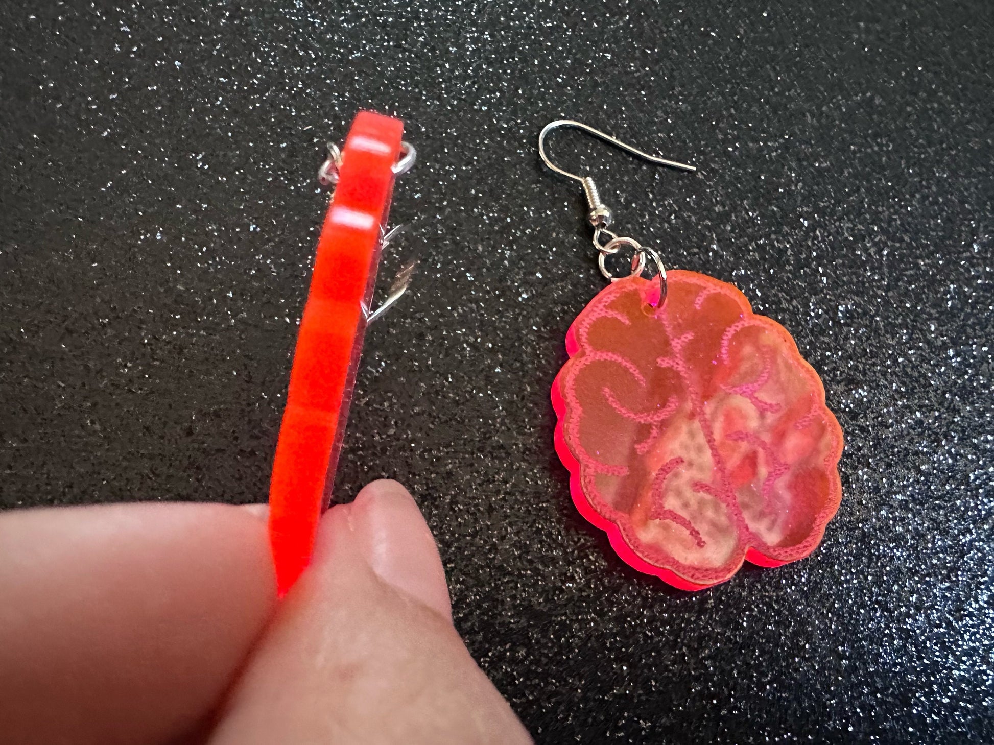Neon Brain Earrings: Laser Cut Acrylic Brains, Genius, IQ, Nerd, Nurse, Doctor, Halloween, Smart, Pink, Best Gifts for Her/Him/Them