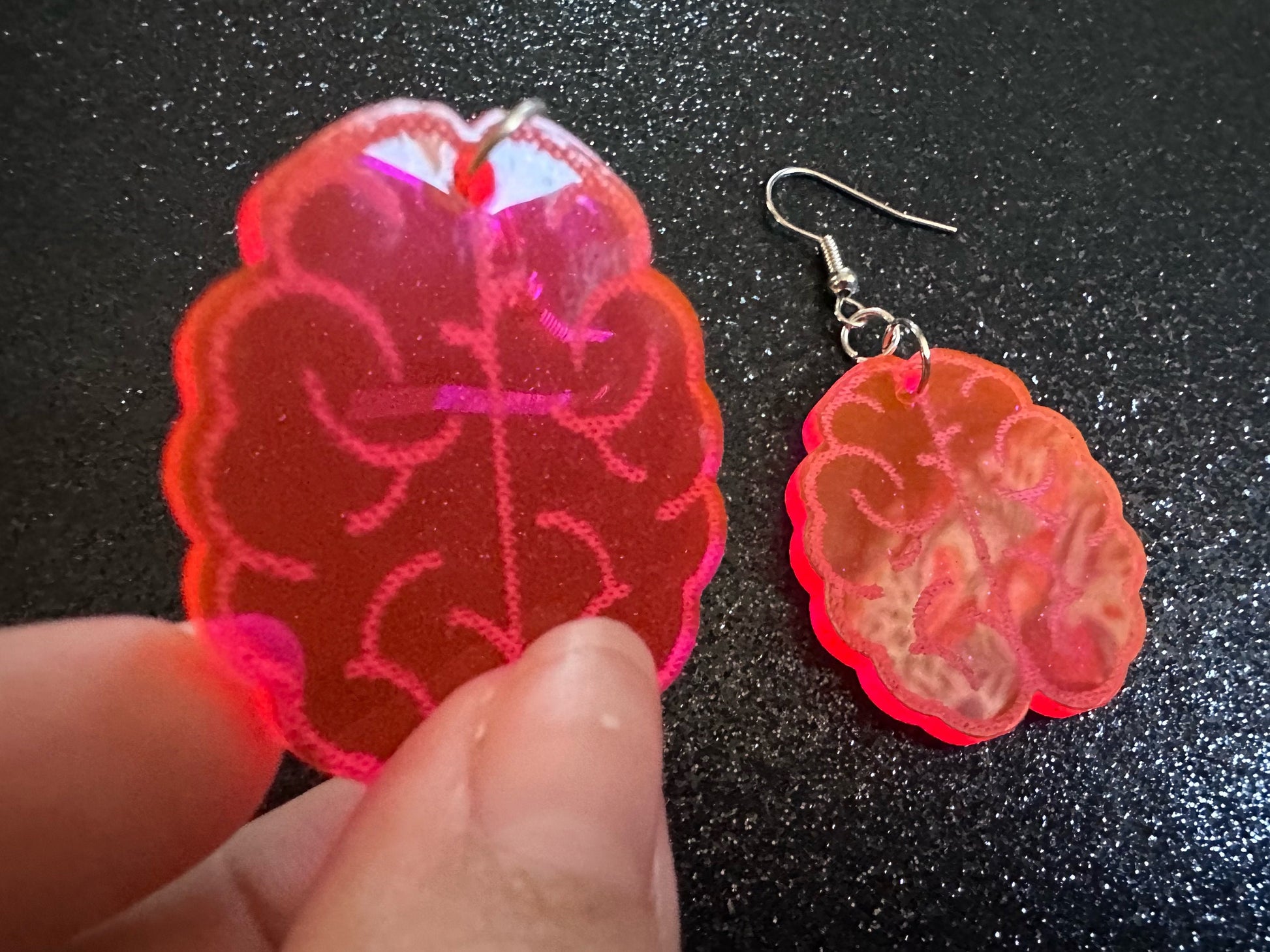 Neon Brain Earrings: Laser Cut Acrylic Brains, Genius, IQ, Nerd, Nurse, Doctor, Halloween, Smart, Pink, Best Gifts for Her/Him/Them
