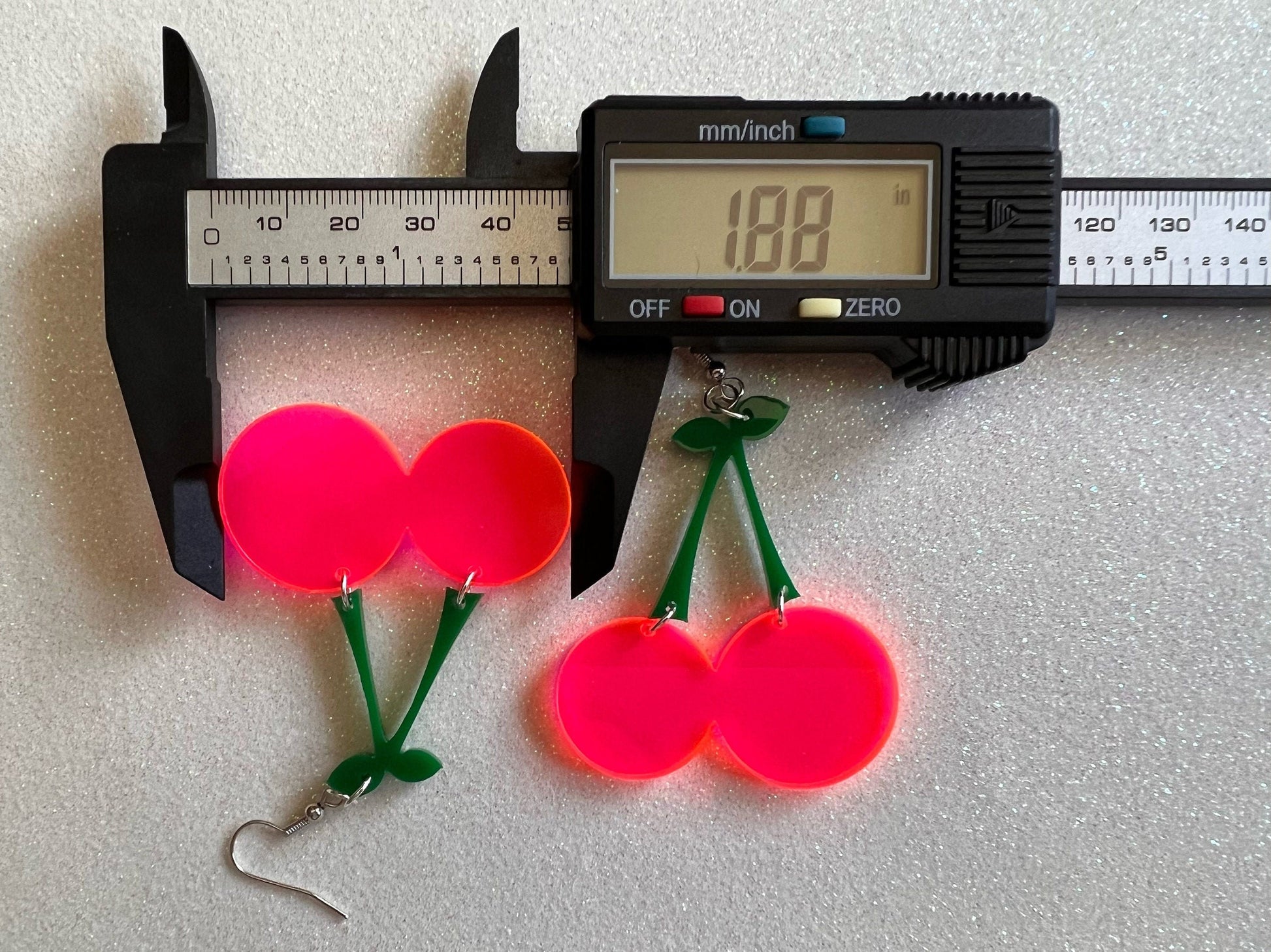 Neon Cherry Earrings: Laser Cut Acrylic Cherries, Fruit, Summer Vibes, Food Earrings, Best Gifts for Her/Him/Them