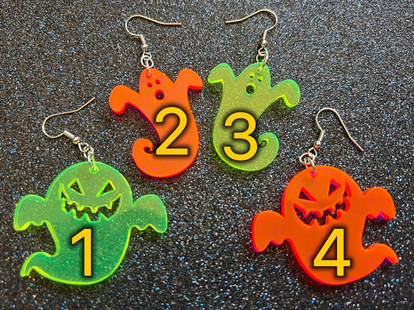 Neon Ghost Earrings: Laser Cut Acrylic Ghosts, Halloween, Haunted, Scary, Spooky, Best Gifts for Her/Him/Them