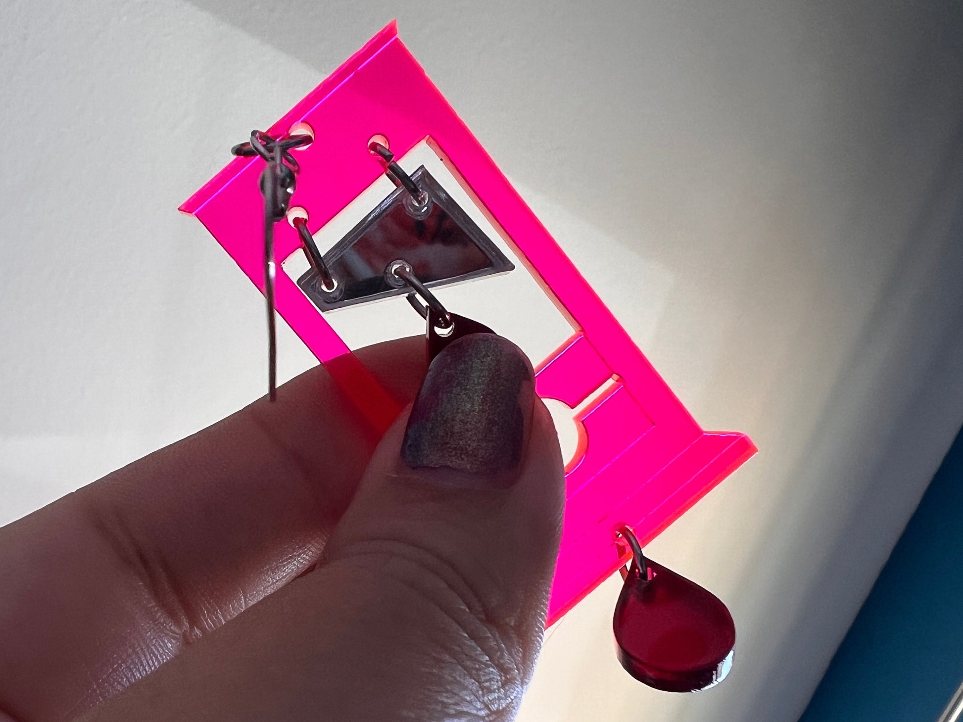 Neon Guillotine Earrings: Halloween, Scary, Horror, Execution, Death, Decapitation, Laser Cut Acrylic, Best Gifts for Her/Him/Them