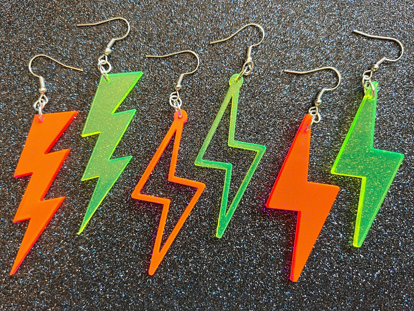 Neon Lightning Earrings: Laser Cut Acrylic Lightning Bolt Earrings, Stormy Weather, Electric, Nature, Climate, Best Gifts for Her/Him/Them