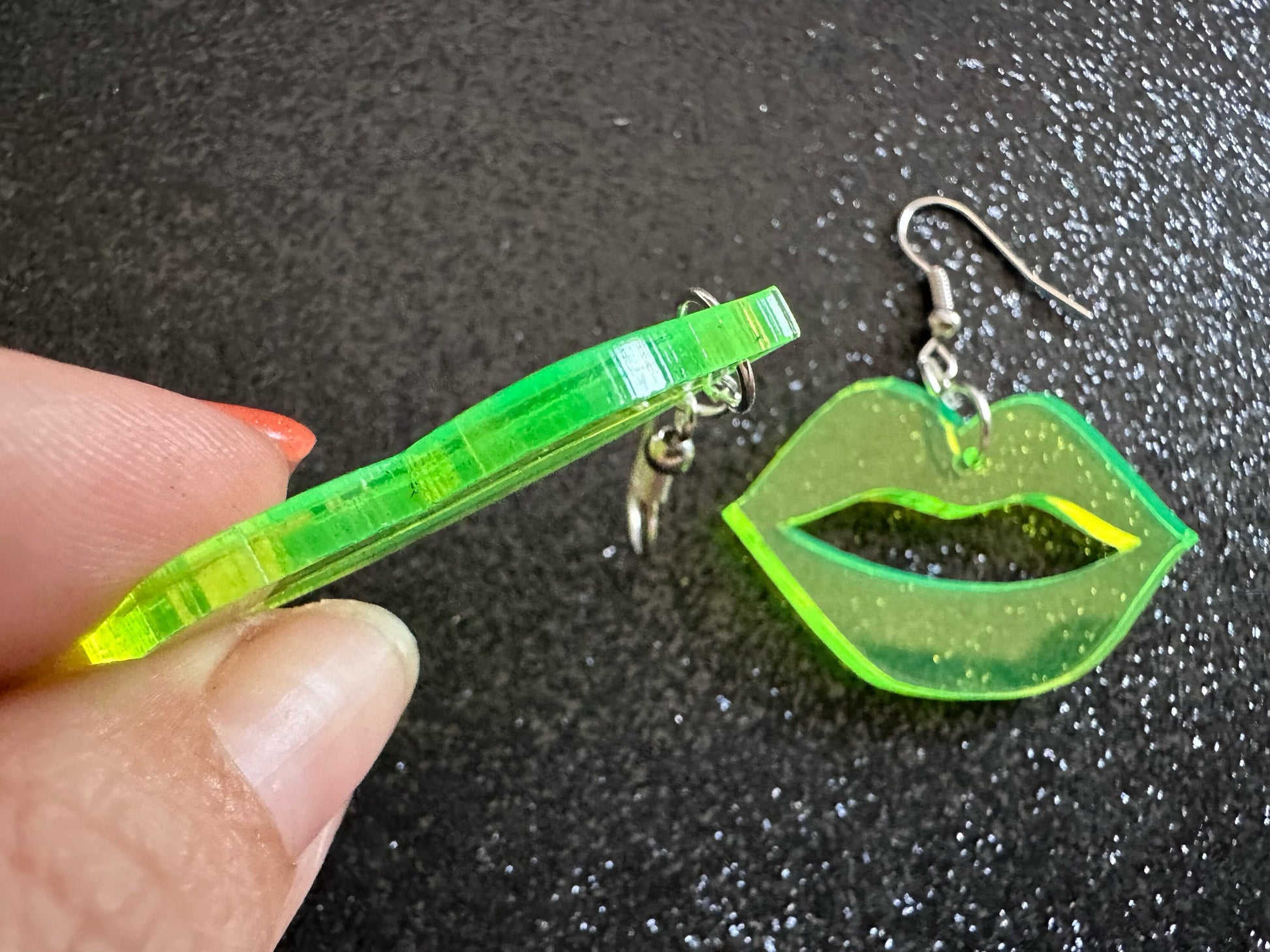 Neon Lip Earrings: Laser Cut Acrylic Lips, Makeup, Girl, Woman, Love, Kiss, Cute, Valentines, Anniversary, Best Gifts for Her/Him/Them