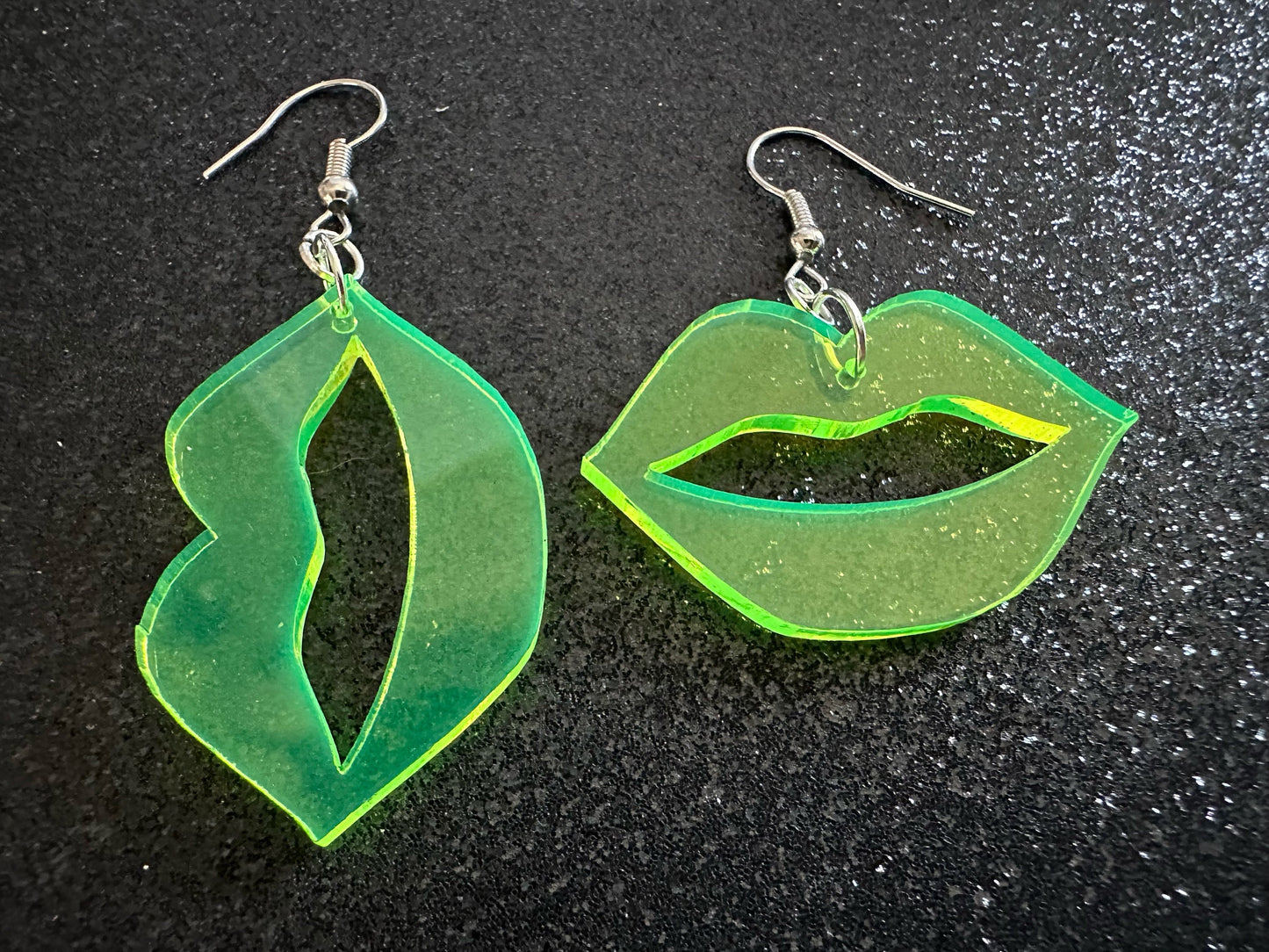 Neon Lip Earrings: Laser Cut Acrylic Lips, Makeup, Girl, Woman, Love, Kiss, Cute, Valentines, Anniversary, Best Gifts for Her/Him/Them