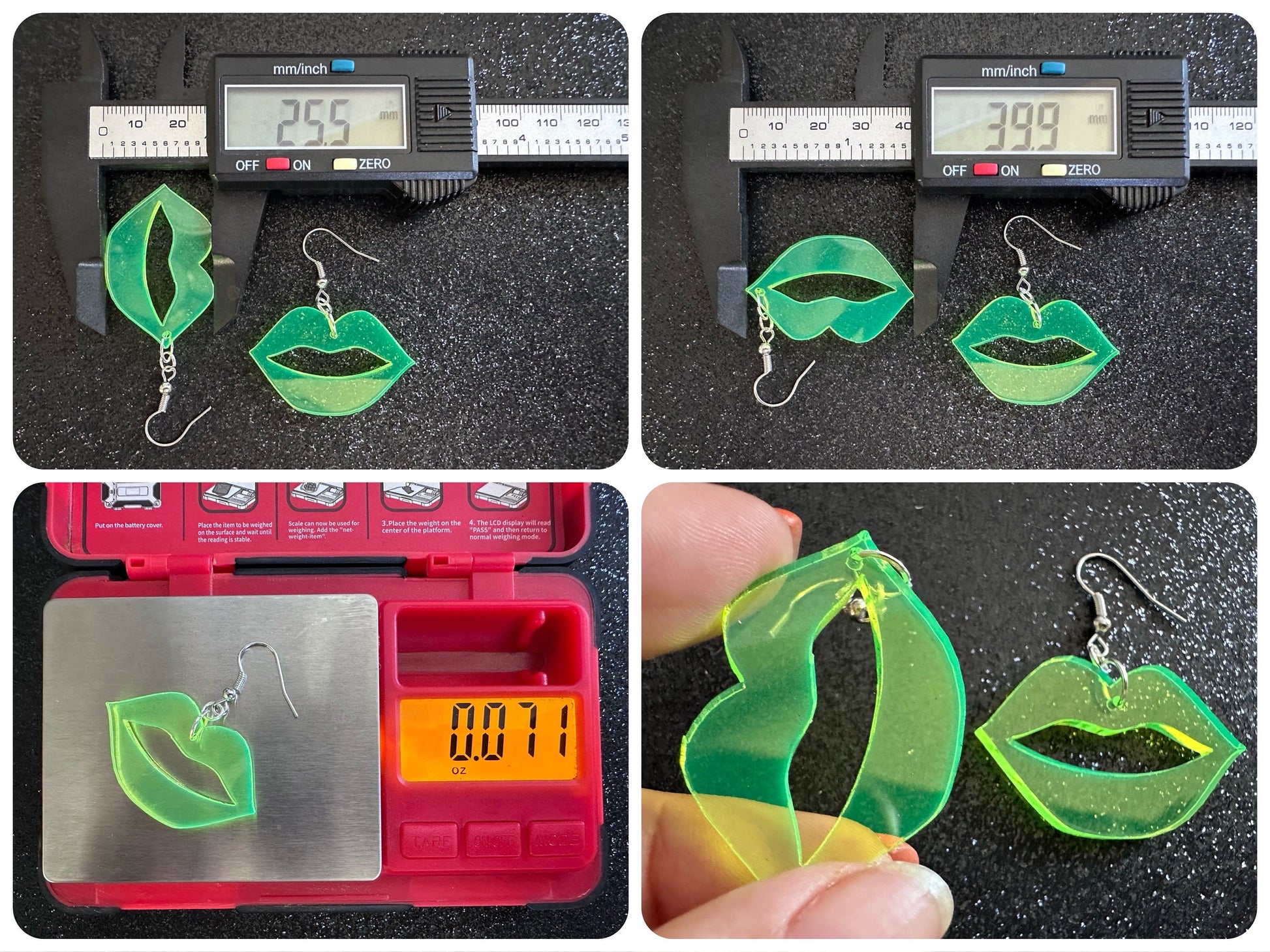 Neon Lip Earrings: Laser Cut Acrylic Lips, Makeup, Girl, Woman, Love, Kiss, Cute, Valentines, Anniversary, Best Gifts for Her/Him/Them