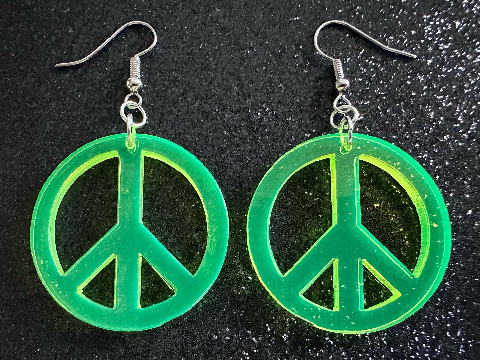 Neon Peace Sign Earrings: Laser Cut Acrylic Peace Signs, Hippie, Hipster, 80s, Happiness, Happy, Best Gifts for Her/Him/Them