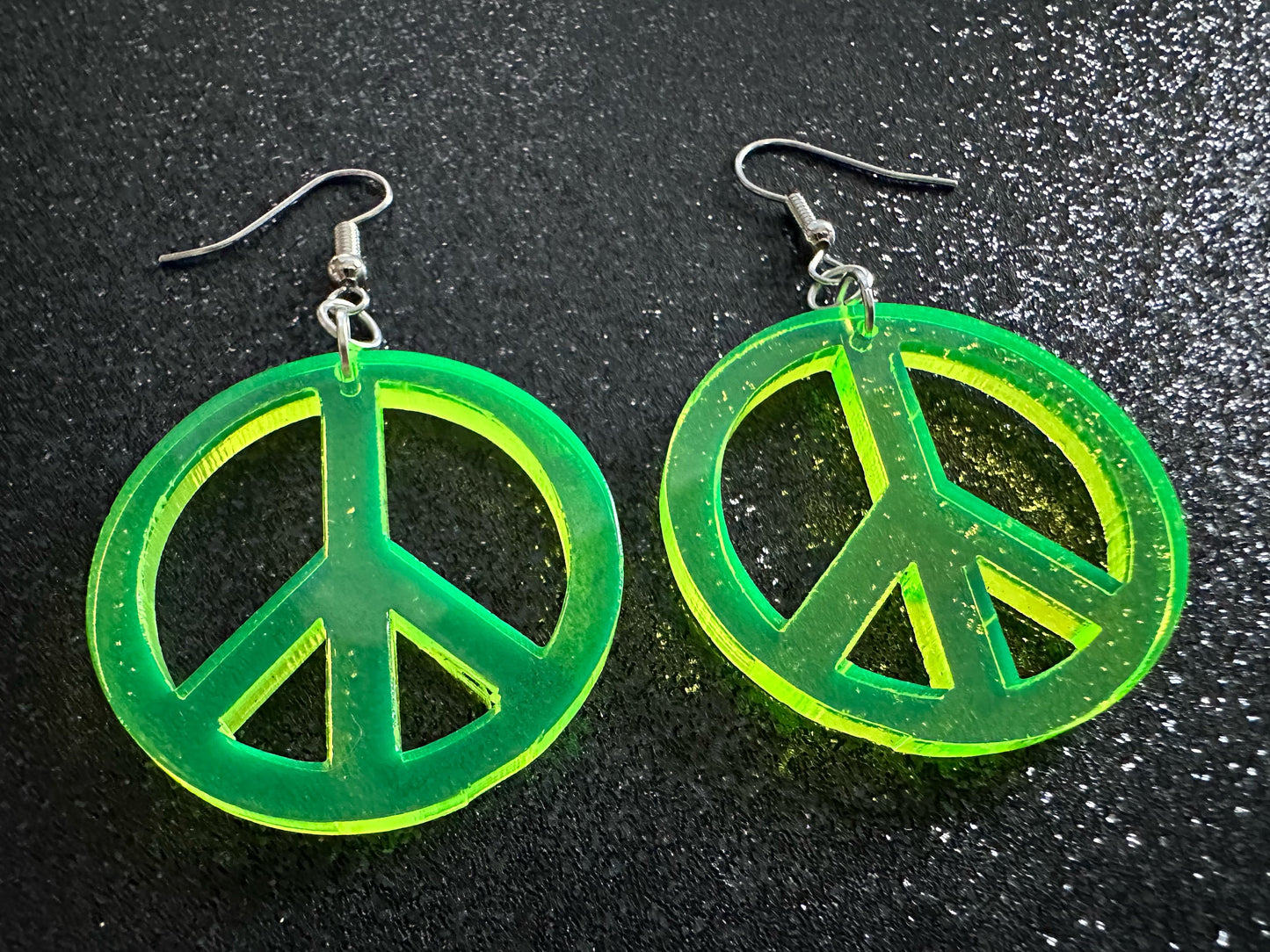 Neon Peace Sign Earrings: Laser Cut Acrylic Peace Signs, Hippie, Hipster, 80s, Happiness, Happy, Best Gifts for Her/Him/Them