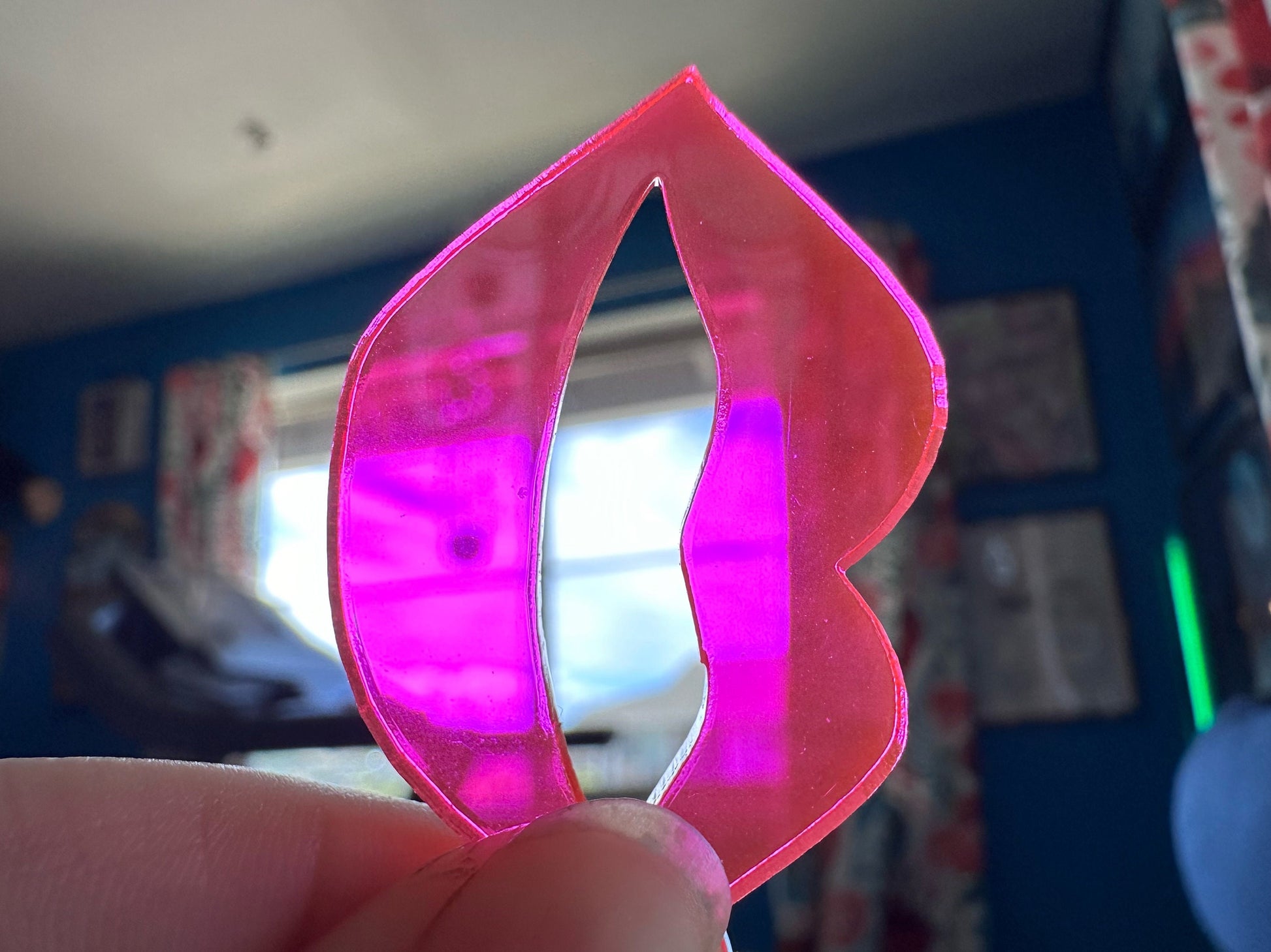 Neon Pink Lip Earrings: Laser Cut Acrylic Lips, Makeup, Girl, Woman, Love, Kiss, Cute, Valentines, Anniversary, Best Gifts for Her/Him/Them