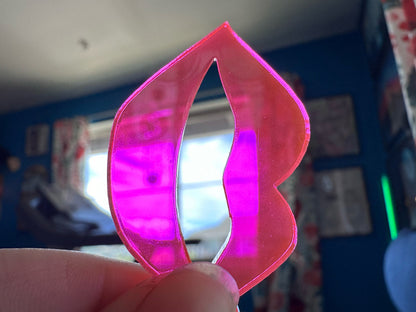 Neon Pink Lip Earrings: Laser Cut Acrylic Lips, Makeup, Girl, Woman, Love, Kiss, Cute, Valentines, Anniversary, Best Gifts for Her/Him/Them