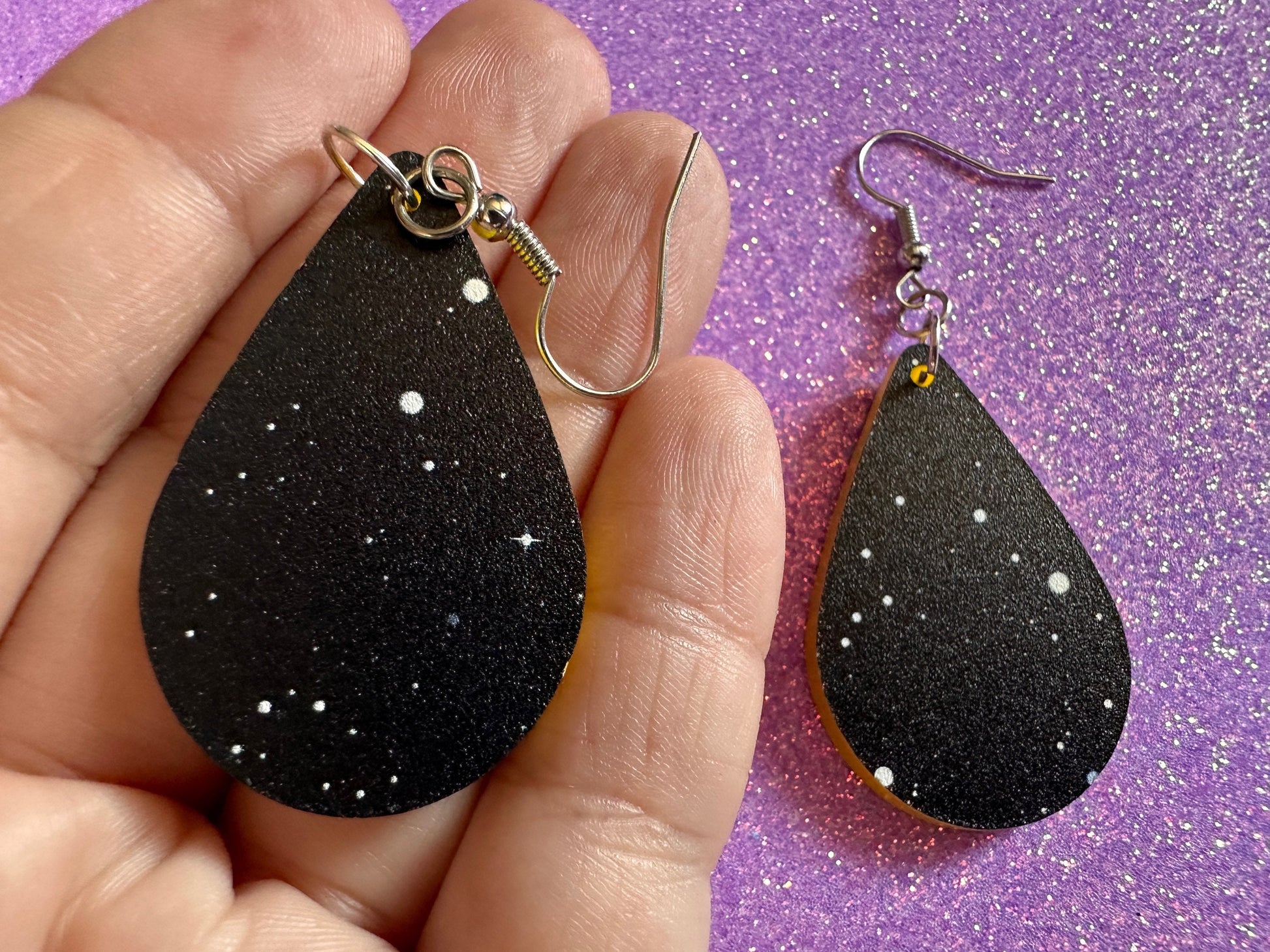 Night Sky Earrings: Laser Cut Acrylic Space Earrings, Astronomy, Stars, Planets, Astrology, NASA, Nebula, Magic, Best Gifts for Her/Him/Them