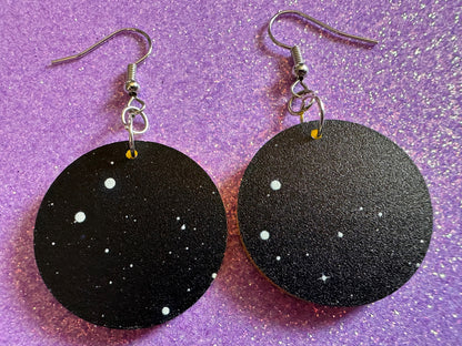 Night Sky Earrings: Laser Cut Acrylic Space Earrings, Astronomy, Stars, Planets, Astrology, NASA, Nebula, Magic, Best Gifts for Her/Him/Them