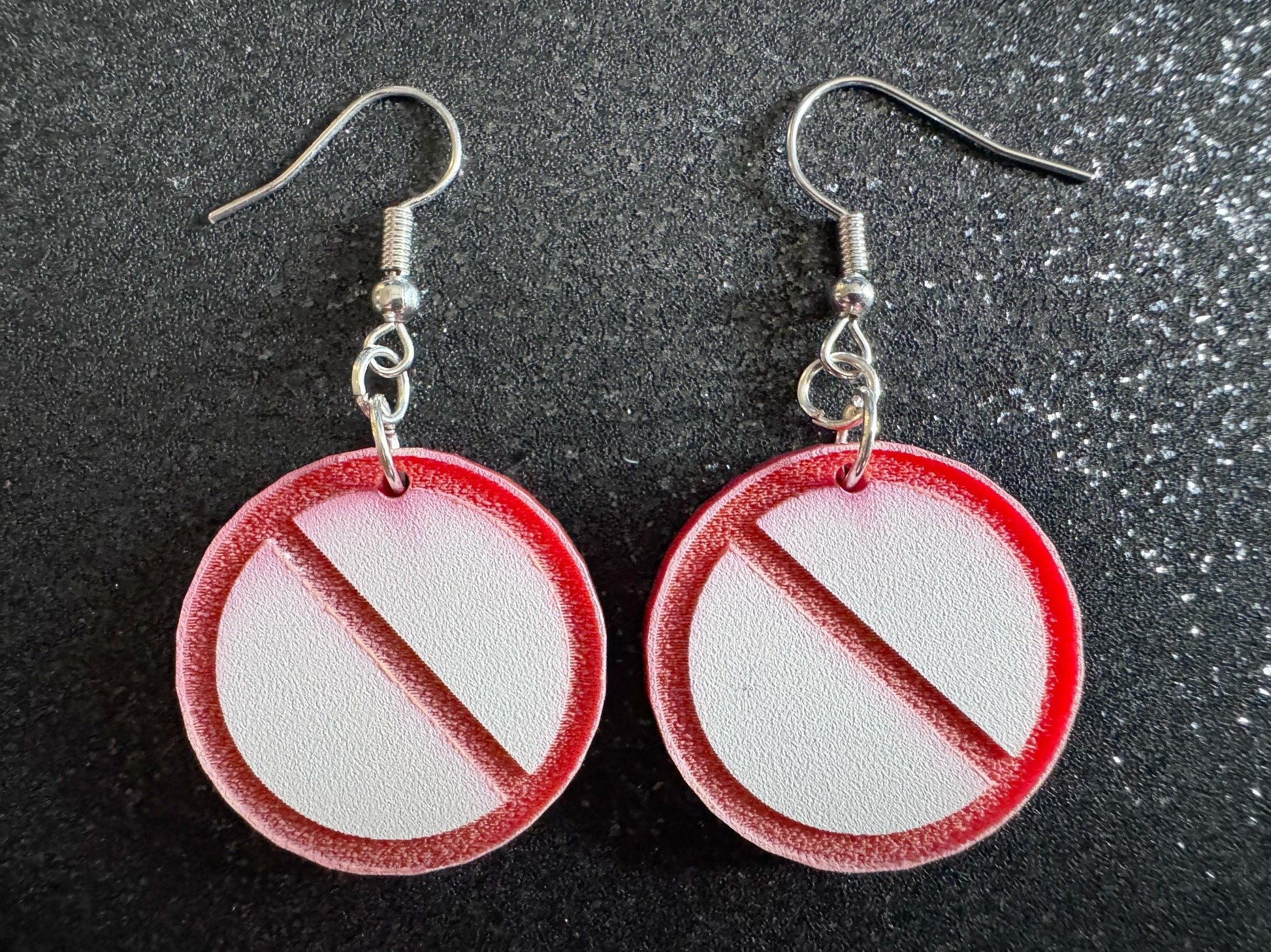 No Entry Sign Earrings: Laser Cut Acrylic Signs, No, Warning, Alarm, Attention Driving, Red & White Road Sign, Best Gifts for Her/Him/Them