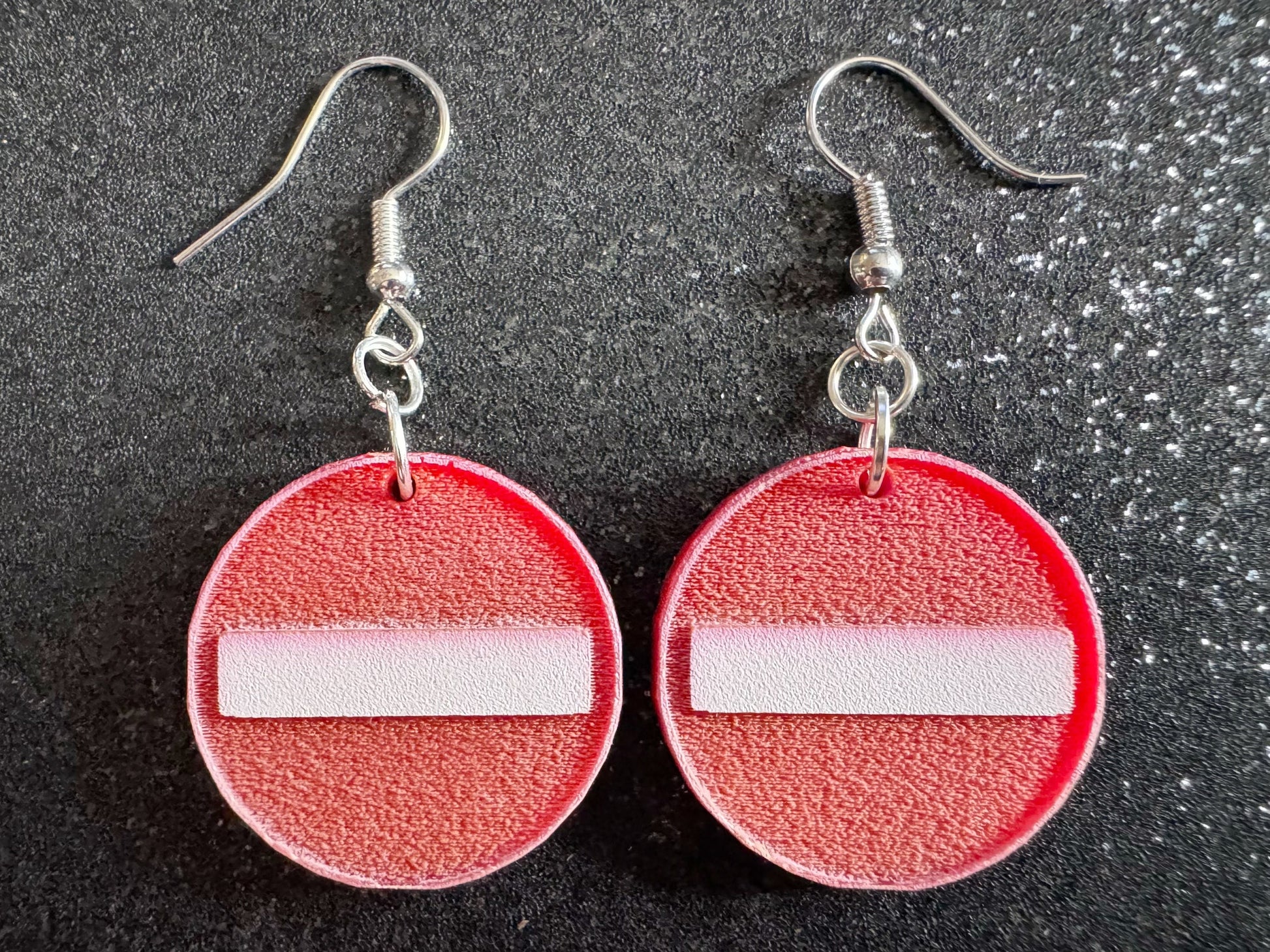 No Entry Sign Earrings: Laser Cut Acrylic Signs, No, Warning, Alarm, Attention Driving, Red & White Road Sign, Best Gifts for Her/Him/Them