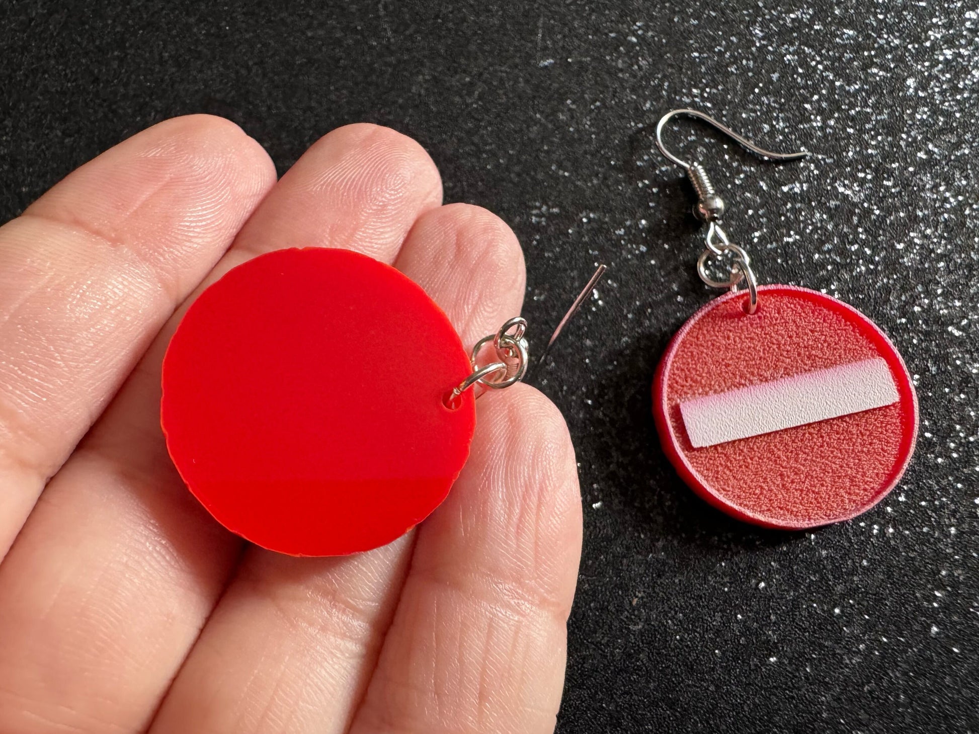 No Entry Sign Earrings: Laser Cut Acrylic Signs, No, Warning, Alarm, Attention Driving, Red & White Road Sign, Best Gifts for Her/Him/Them