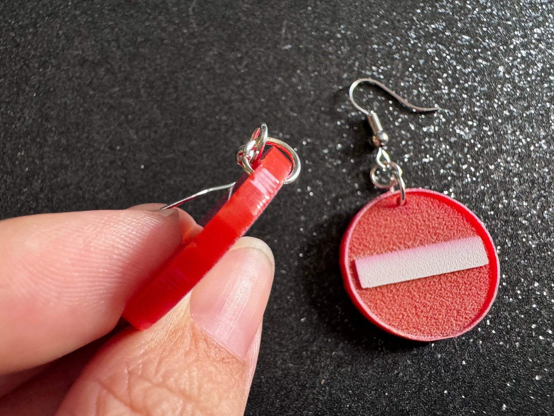 No Entry Sign Earrings: Laser Cut Acrylic Signs, No, Warning, Alarm, Attention Driving, Red & White Road Sign, Best Gifts for Her/Him/Them