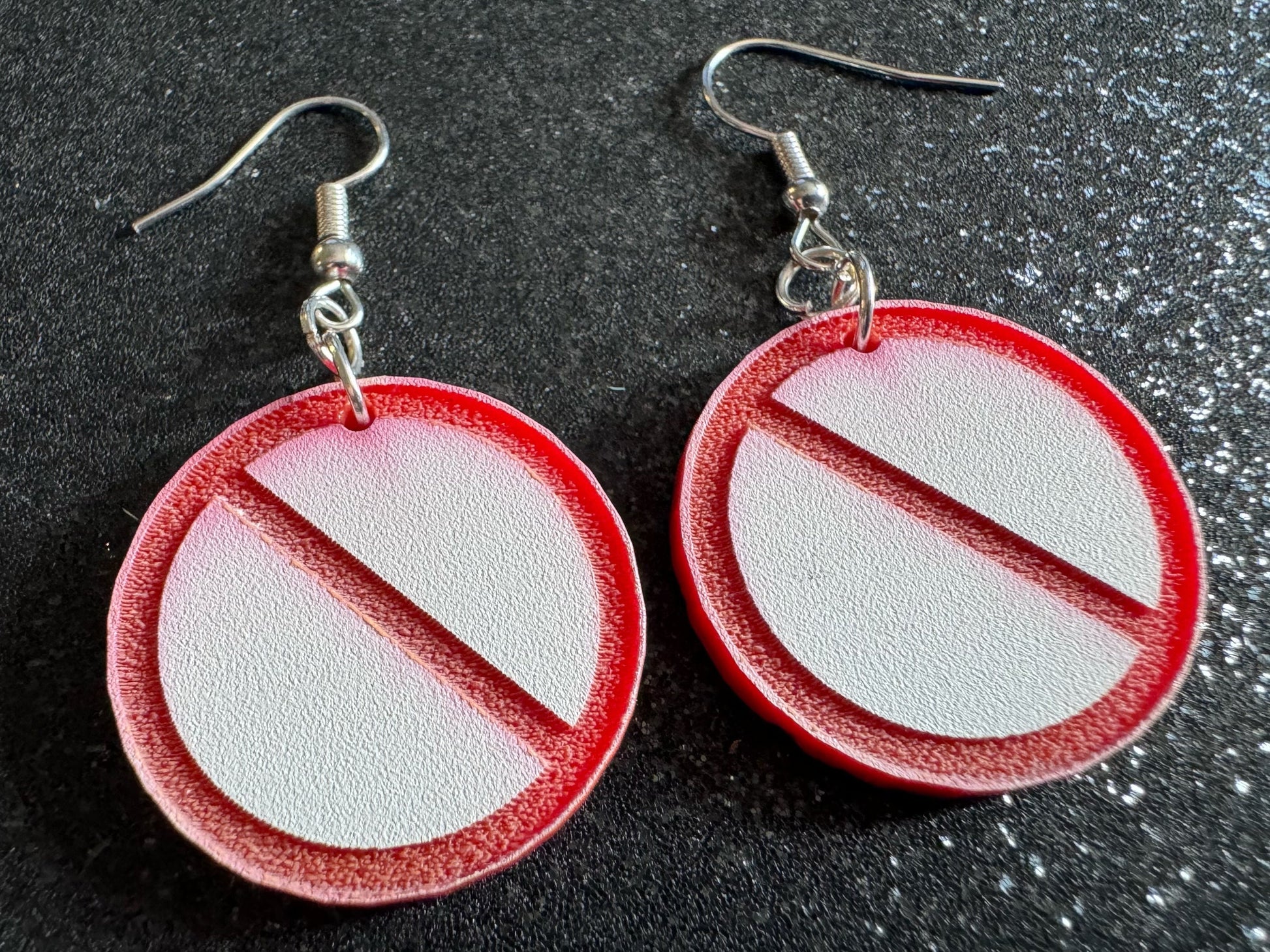 No Entry Sign Earrings: Laser Cut Acrylic Signs, No, Warning, Alarm, Attention Driving, Red & White Road Sign, Best Gifts for Her/Him/Them
