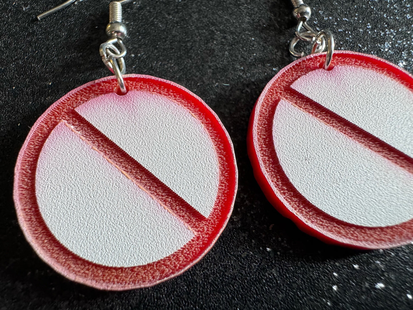 No Entry Sign Earrings: Laser Cut Acrylic Signs, No, Warning, Alarm, Attention Driving, Red & White Road Sign, Best Gifts for Her/Him/Them