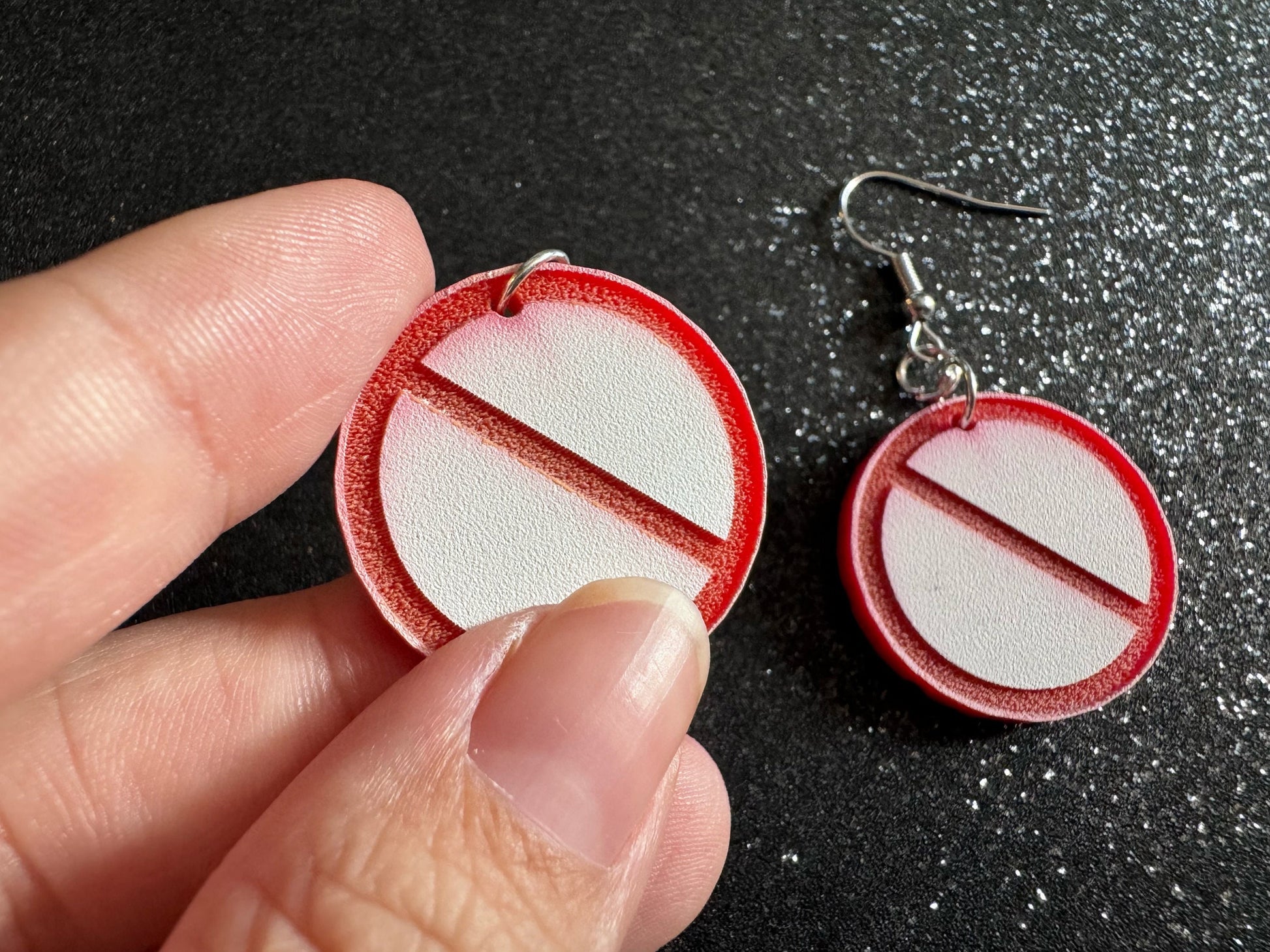 No Entry Sign Earrings: Laser Cut Acrylic Signs, No, Warning, Alarm, Attention Driving, Red & White Road Sign, Best Gifts for Her/Him/Them