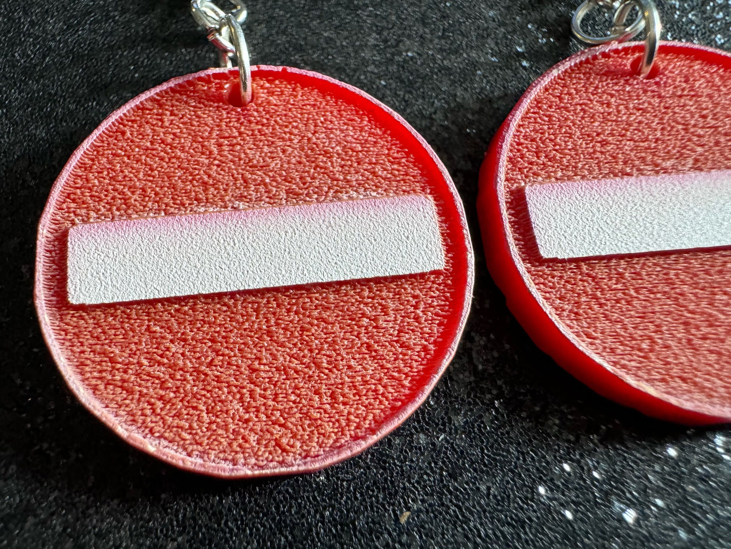 No Entry Sign Earrings: Laser Cut Acrylic Signs, No, Warning, Alarm, Attention Driving, Red & White Road Sign, Best Gifts for Her/Him/Them