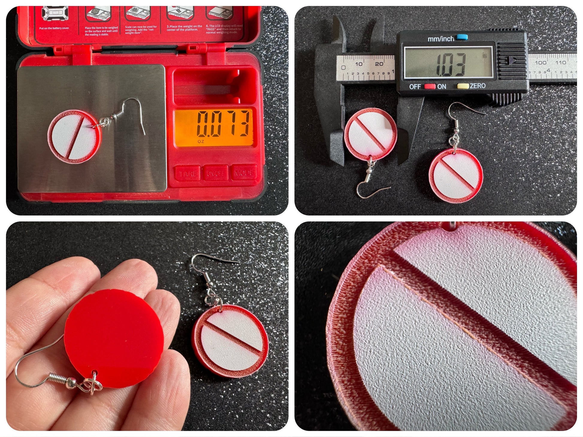 No Entry Sign Earrings: Laser Cut Acrylic Signs, No, Warning, Alarm, Attention Driving, Red & White Road Sign, Best Gifts for Her/Him/Them