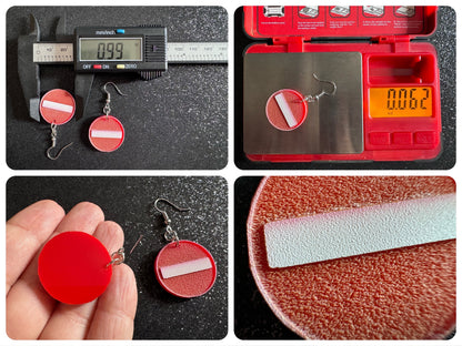 No Entry Sign Earrings: Laser Cut Acrylic Signs, No, Warning, Alarm, Attention Driving, Red & White Road Sign, Best Gifts for Her/Him/Them
