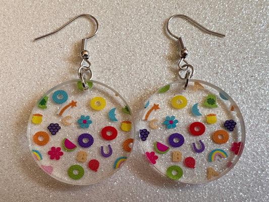 Nostalgic Cereal Earrings: Laser Cut Acrylic Cereal, Breakfast, Colorful, Rainbows, Retro, Nostalgia, Food Earrings, Gifts for Her/Him/Them