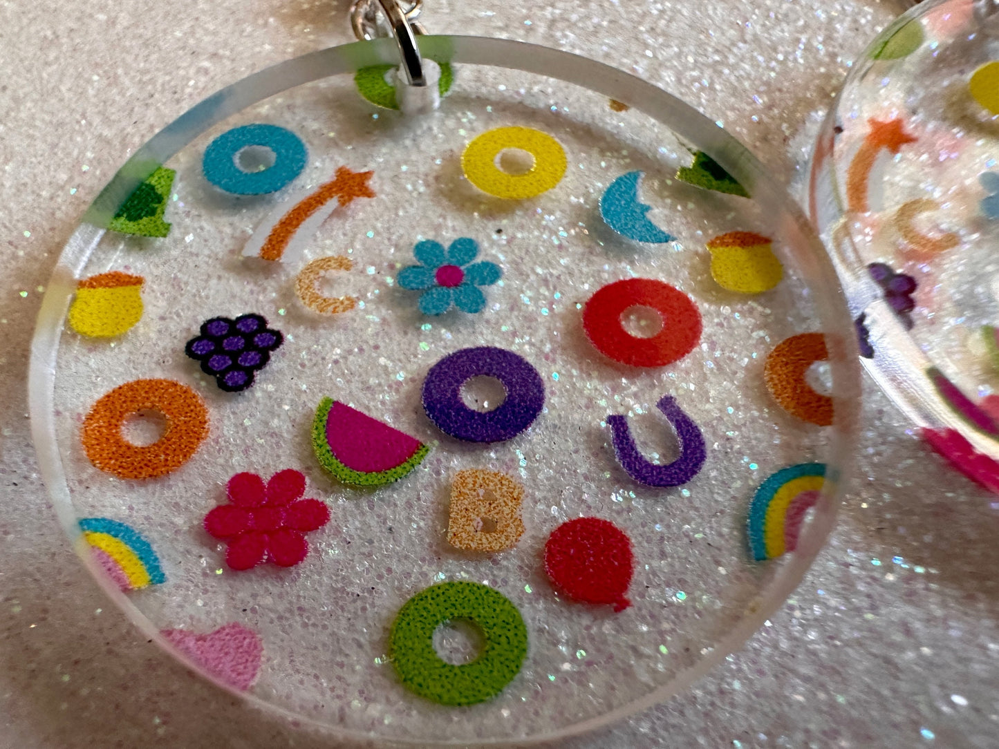 Nostalgic Cereal Earrings: Laser Cut Acrylic Cereal, Breakfast, Colorful, Rainbows, Retro, Nostalgia, Food Earrings, Gifts for Her/Him/Them