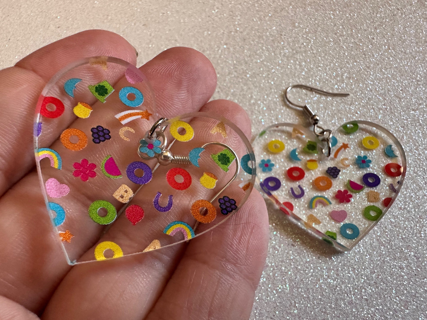 Nostalgic Cereal Earrings: Laser Cut Acrylic Cereal, Breakfast, Colorful, Rainbows, Retro, Nostalgia, Food Earrings, Gifts for Her/Him/Them