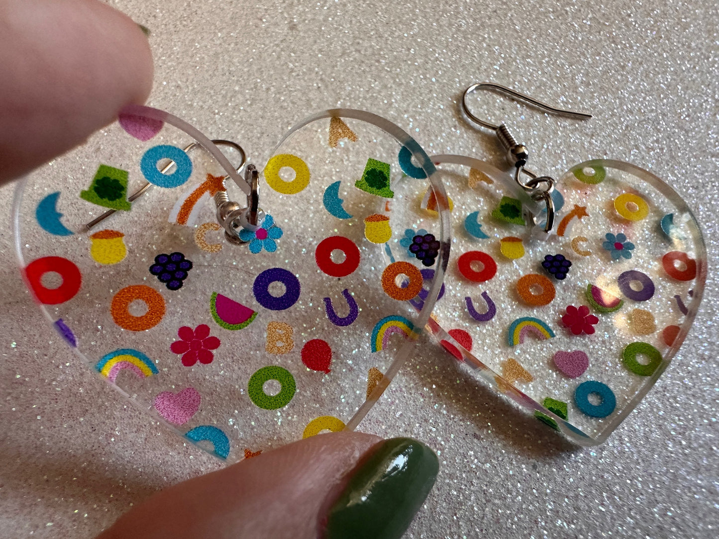 Nostalgic Cereal Earrings: Laser Cut Acrylic Cereal, Breakfast, Colorful, Rainbows, Retro, Nostalgia, Food Earrings, Gifts for Her/Him/Them