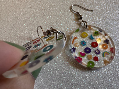 Nostalgic Cereal Earrings: Laser Cut Acrylic Cereal, Breakfast, Colorful, Rainbows, Retro, Nostalgia, Food Earrings, Gifts for Her/Him/Them