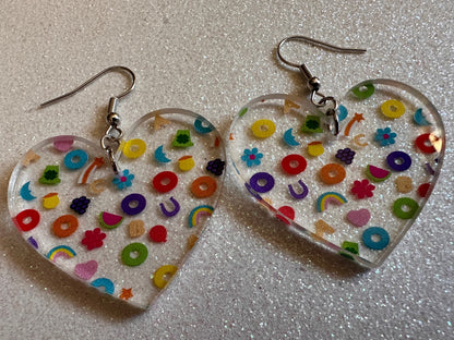 Nostalgic Cereal Earrings: Laser Cut Acrylic Cereal, Breakfast, Colorful, Rainbows, Retro, Nostalgia, Food Earrings, Gifts for Her/Him/Them