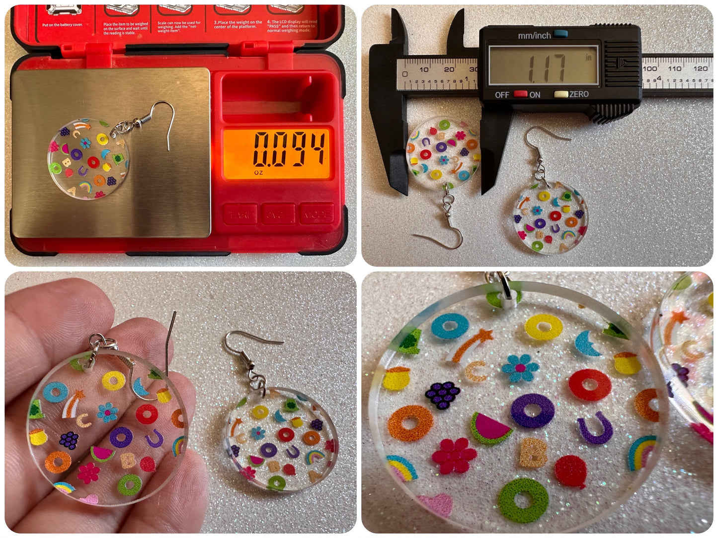 Nostalgic Cereal Earrings: Laser Cut Acrylic Cereal, Breakfast, Colorful, Rainbows, Retro, Nostalgia, Food Earrings, Gifts for Her/Him/Them