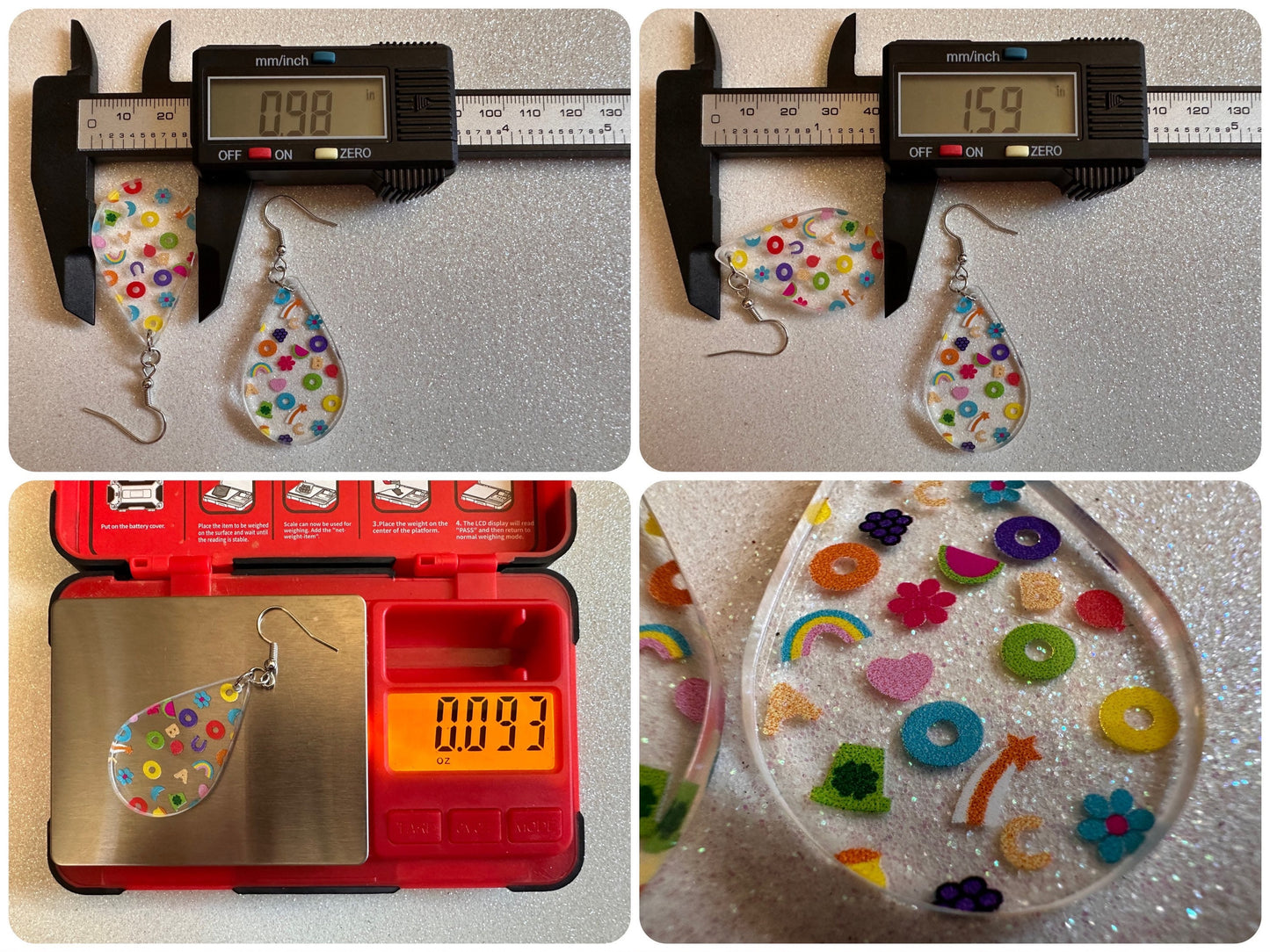 Nostalgic Cereal Earrings: Laser Cut Acrylic Cereal, Breakfast, Colorful, Rainbows, Retro, Nostalgia, Food Earrings, Gifts for Her/Him/Them