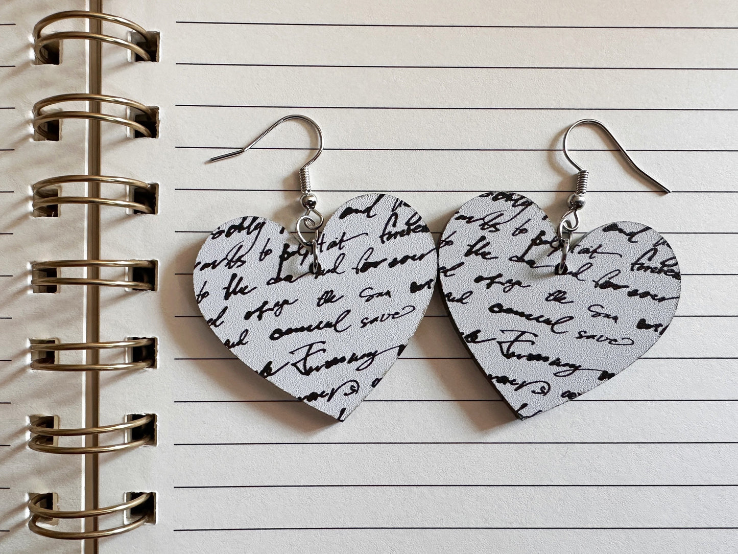 Notebook Earrings: Laser Cut Acrylic Writer Earrings, Handwriting, Stationery, Teacher, Back to School, Cursive, Best Gifts for Her/Him/Them