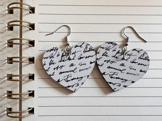 Notebook Earrings: Laser Cut Acrylic Writer Earrings, Handwriting, Stationery, Teacher, Back to School, Cursive, Best Gifts for Her/Him/Them