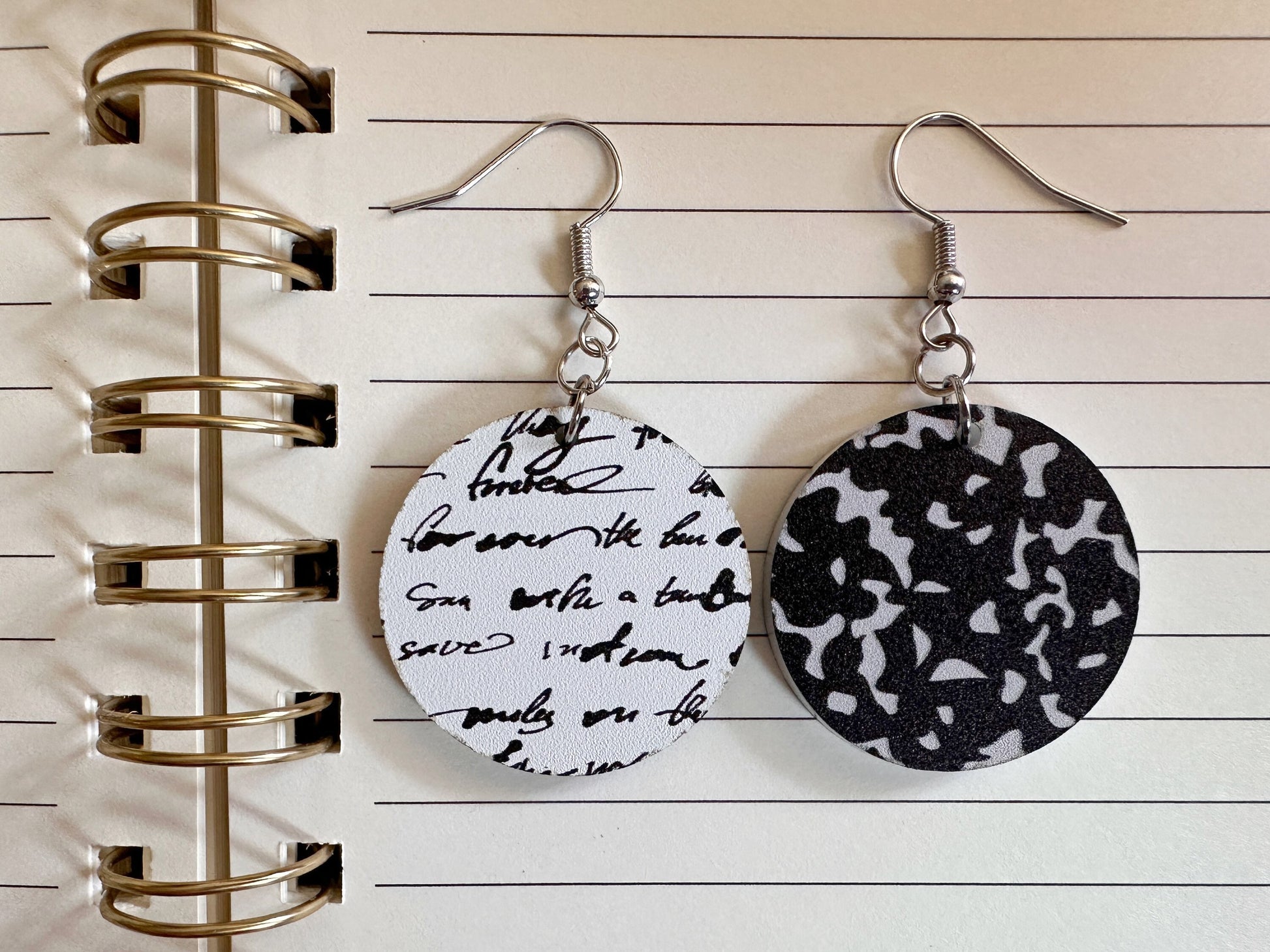 Notebook Earrings: Laser Cut Acrylic Writer Earrings, Handwriting, Stationery, Teacher, Back to School, Cursive, Best Gifts for Her/Him/Them