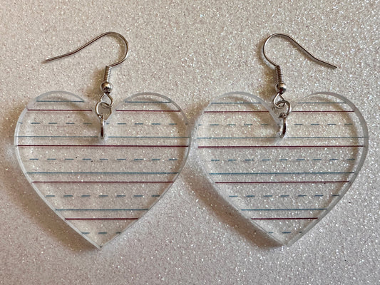 Notebook Earrings: Laser Cut Acrylic Writer Earrings, Handwriting, Stationery, Teacher, Back to School, Cursive, Best Gifts for Her/Him/Them