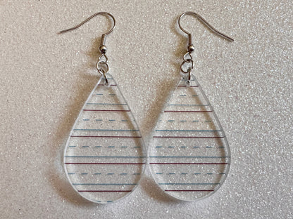 Notebook Earrings: Laser Cut Acrylic Writer Earrings, Handwriting, Stationery, Teacher, Back to School, Cursive, Best Gifts for Her/Him/Them