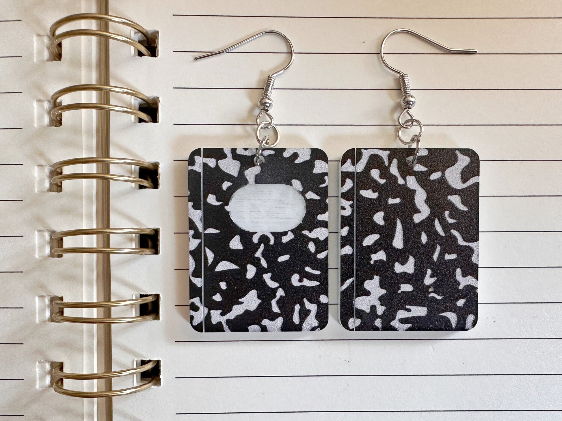 Notebook Earrings: Laser Cut Acrylic Writer Earrings, Handwriting, Stationery, Teacher, Back to School, Cursive, Best Gifts for Her/Him/Them