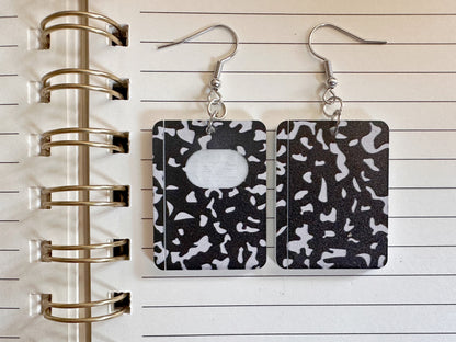 Notebook Earrings: Laser Cut Acrylic Writer Earrings, Handwriting, Stationery, Teacher, Back to School, Cursive, Best Gifts for Her/Him/Them