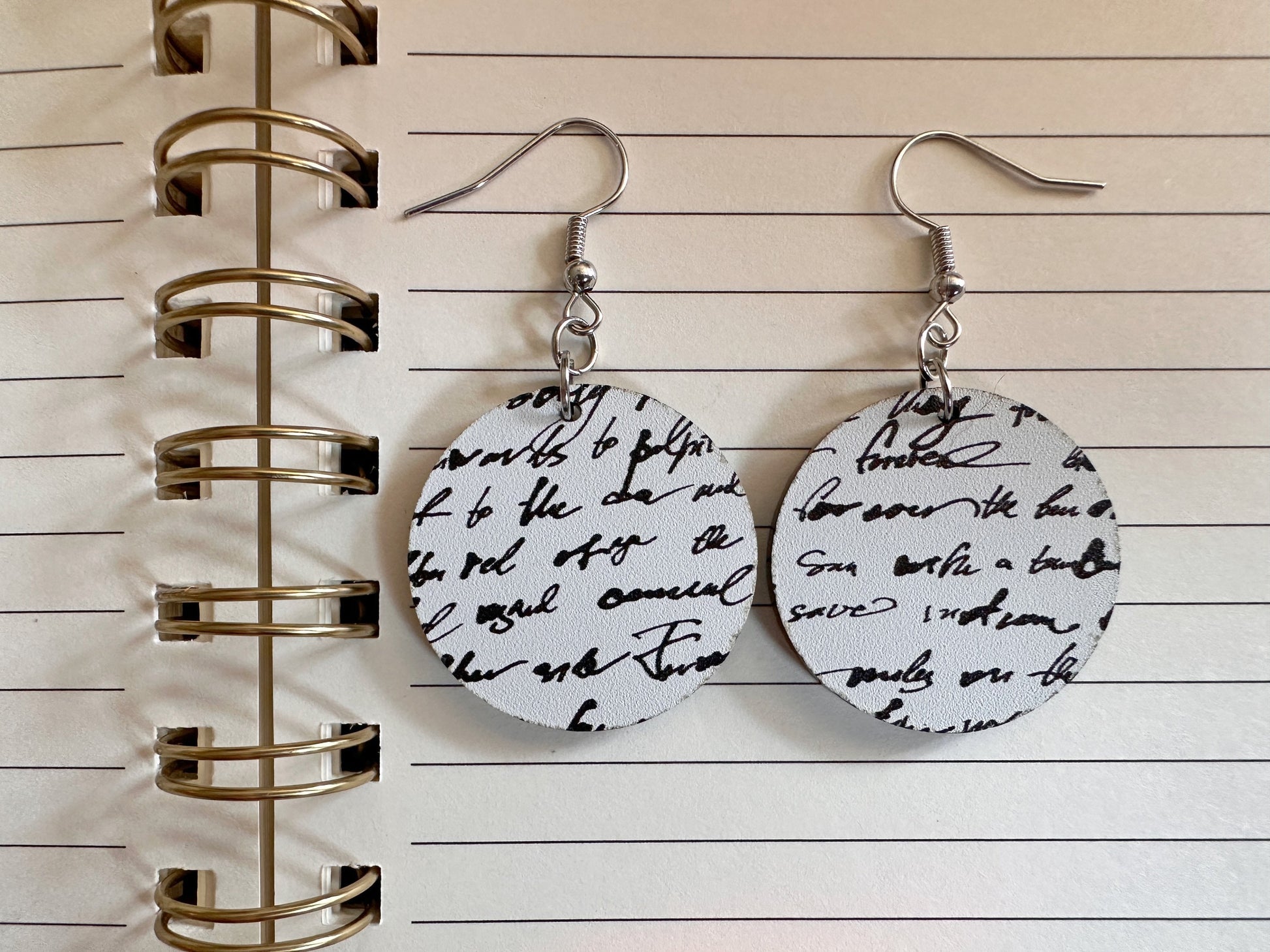 Notebook Earrings: Laser Cut Acrylic Writer Earrings, Handwriting, Stationery, Teacher, Back to School, Cursive, Best Gifts for Her/Him/Them