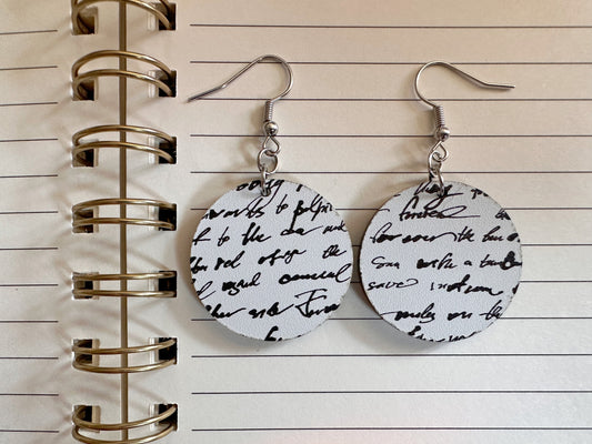 Notebook Earrings: Laser Cut Acrylic Writer Earrings, Handwriting, Stationery, Teacher, Back to School, Cursive, Best Gifts for Her/Him/Them