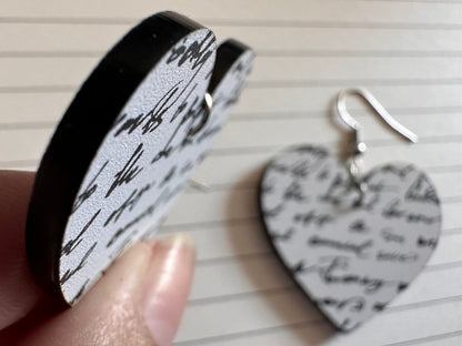 Notebook Earrings: Laser Cut Acrylic Writer Earrings, Handwriting, Stationery, Teacher, Back to School, Cursive, Best Gifts for Her/Him/Them