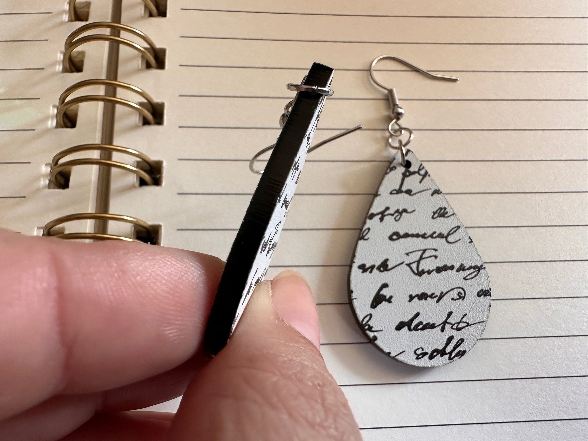 Notebook Earrings: Laser Cut Acrylic Writer Earrings, Handwriting, Stationery, Teacher, Back to School, Cursive, Best Gifts for Her/Him/Them