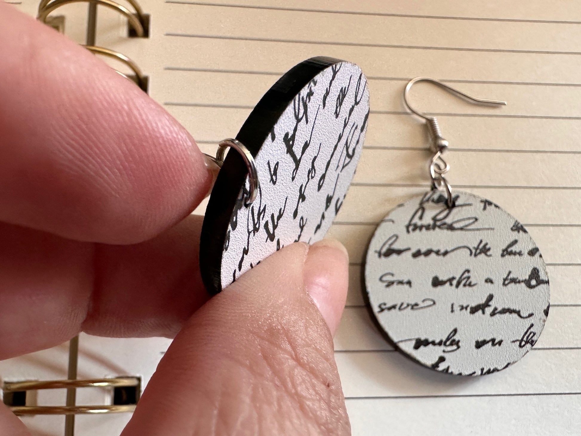 Notebook Earrings: Laser Cut Acrylic Writer Earrings, Handwriting, Stationery, Teacher, Back to School, Cursive, Best Gifts for Her/Him/Them