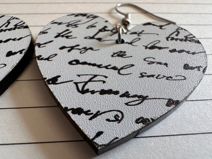 Notebook Earrings: Laser Cut Acrylic Writer Earrings, Handwriting, Stationery, Teacher, Back to School, Cursive, Best Gifts for Her/Him/Them