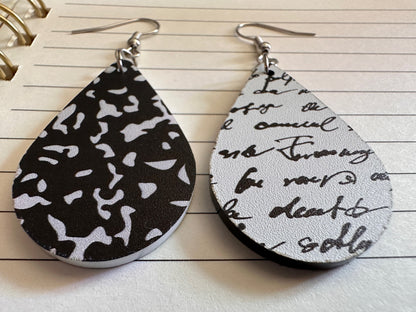 Notebook Earrings: Laser Cut Acrylic Writer Earrings, Handwriting, Stationery, Teacher, Back to School, Cursive, Best Gifts for Her/Him/Them
