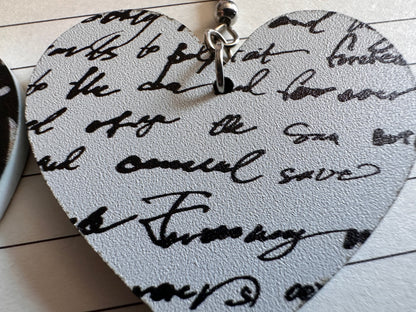 Notebook Earrings: Laser Cut Acrylic Writer Earrings, Handwriting, Stationery, Teacher, Back to School, Cursive, Best Gifts for Her/Him/Them