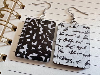 Notebook Earrings: Laser Cut Acrylic Writer Earrings, Handwriting, Stationery, Teacher, Back to School, Cursive, Best Gifts for Her/Him/Them